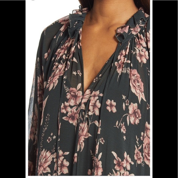 NWT! FREE PEOPLE size S forest combo feeling groovy ruffled long dress - Picture 10 of 14